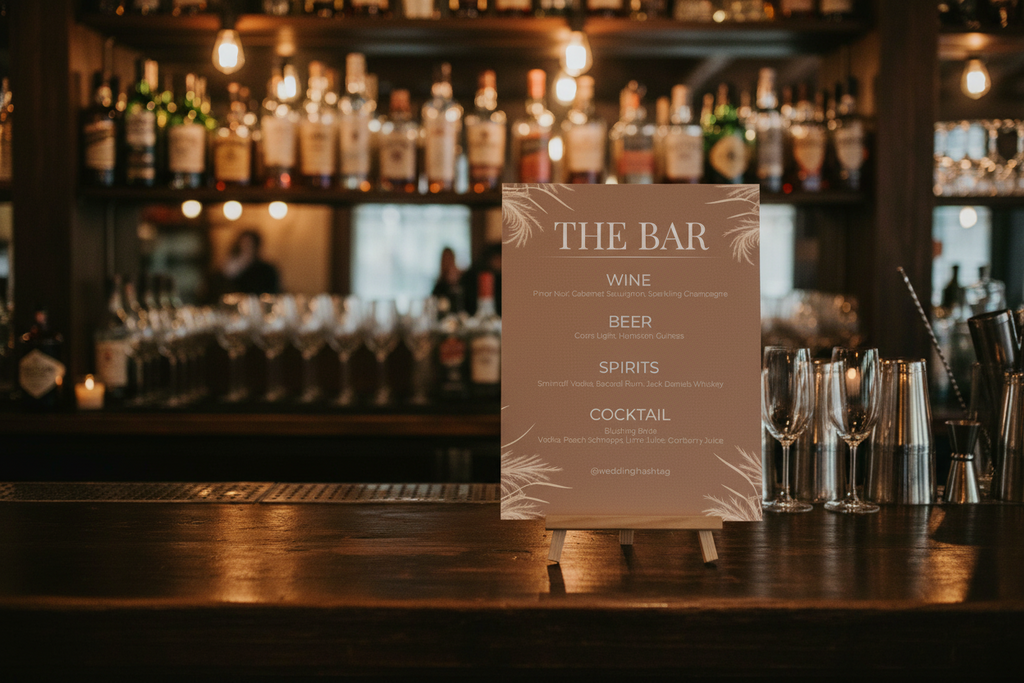 bar sign being used at a bar wine, beer, spirits, cocktail