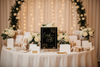 wedding gifts and card sign at a table of a reception celebration