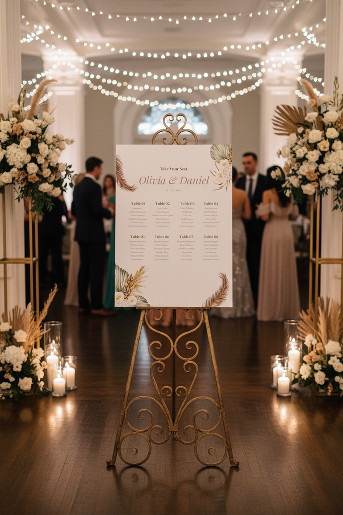 Wedding seating chart print rustic earth tones