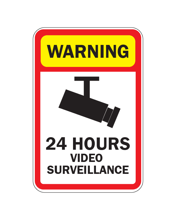 24 Hour Video Surveillance Warning Sign 3mm 12″x18″ Aluminium Composite - Surrey Print Shop