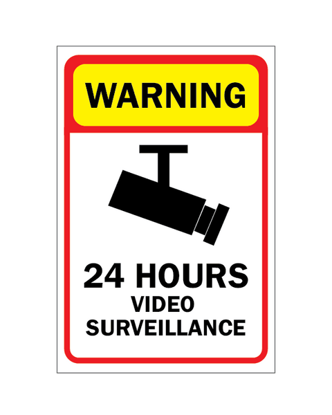 24 Hour Video Surveillance Sign 4mm 12″x18″ Coroplast - Surrey Print Shop