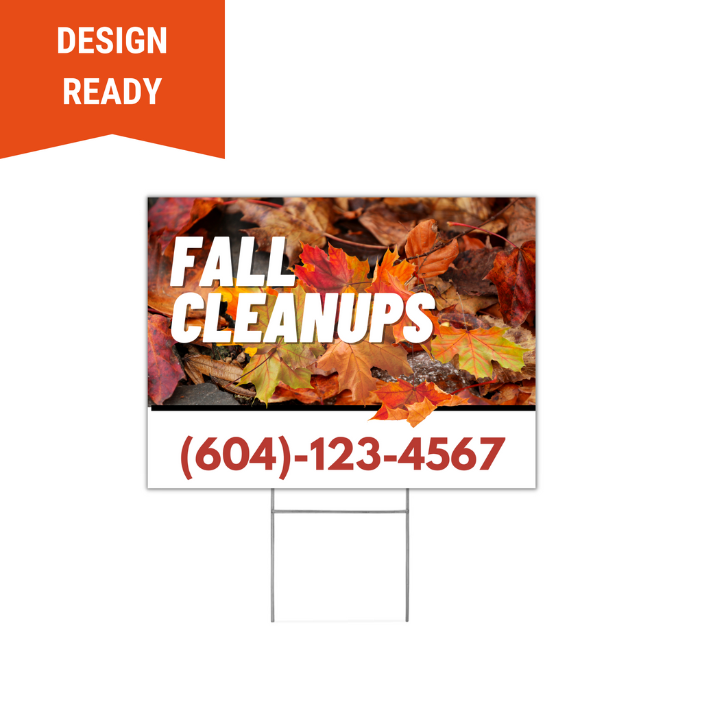 Fall Cleanup Lawn Sign 4mm Coroplast Double Sided Print - Surrey Print Shop