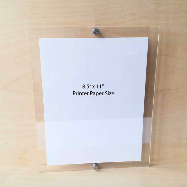 Acrylic Wall Mount Sign Holder 8.5 x 11 paper size
