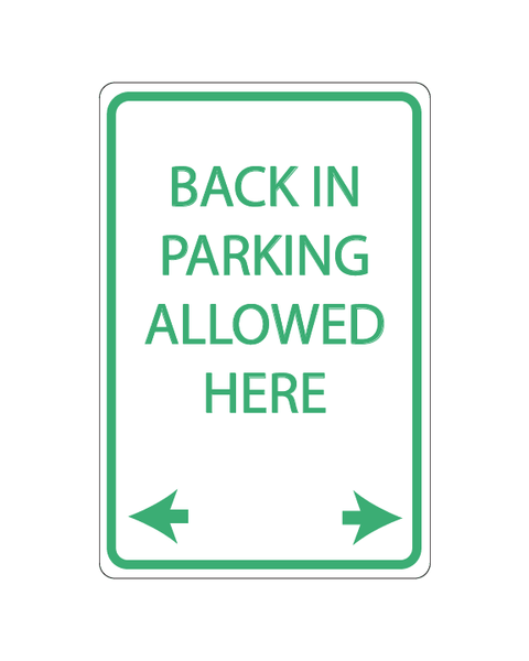 Back in Parking Allowed Here Sign 3mm 12"x18" Aluminium Composite - BC Retail Supplies