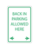 Back in Parking Allowed Here Sign 3mm 12"x18" Aluminium Composite - BC Retail Supplies