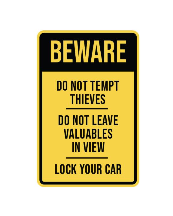 Beware of Theft Sign Aluminum Composite 12”x18” - Langley Print Shop
