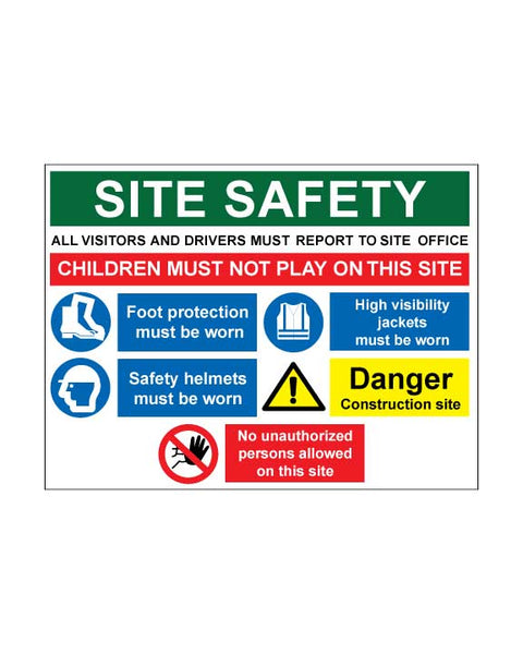 Construction Site Safety Rules Sign 24"x18" 4mm Coroplast - BC Retail Supplies