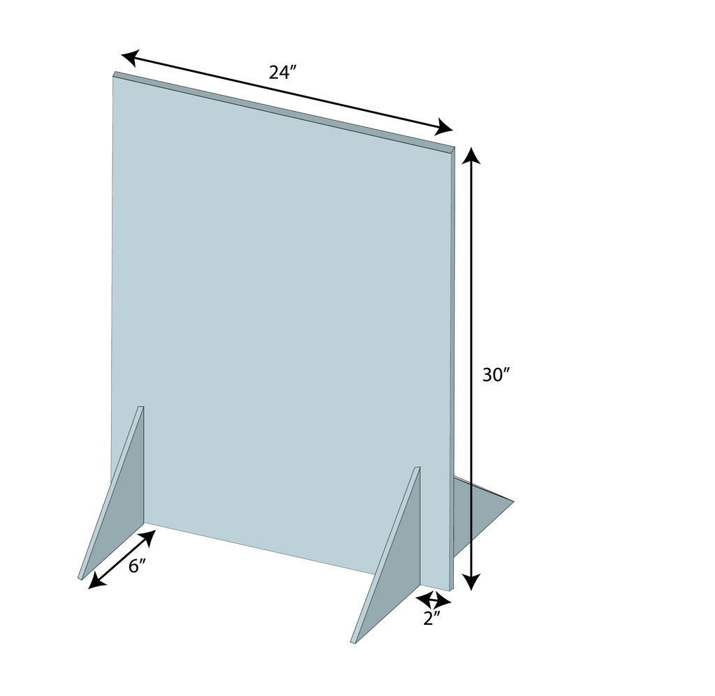 Countertop Sneeze Guard 24"x30" No Access Hole Clear Acrylic Plexiglass - BC Retail Supplies