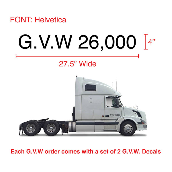 Custom GVW Sticker Decal 4"H (10.16 cm) - Set of Two - BC Retail Supplies