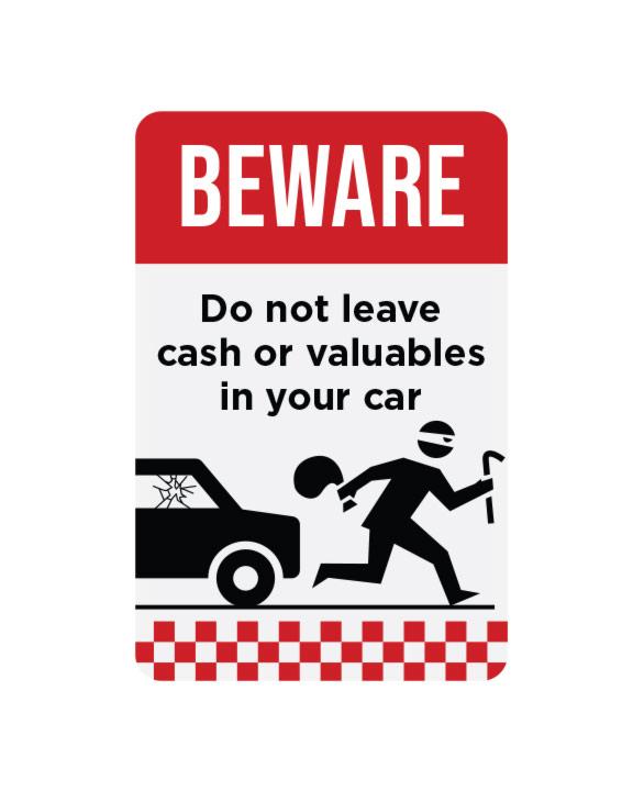 Do Not Leave Valuables in Car Parking Notice Sign - Surrey Print Shop