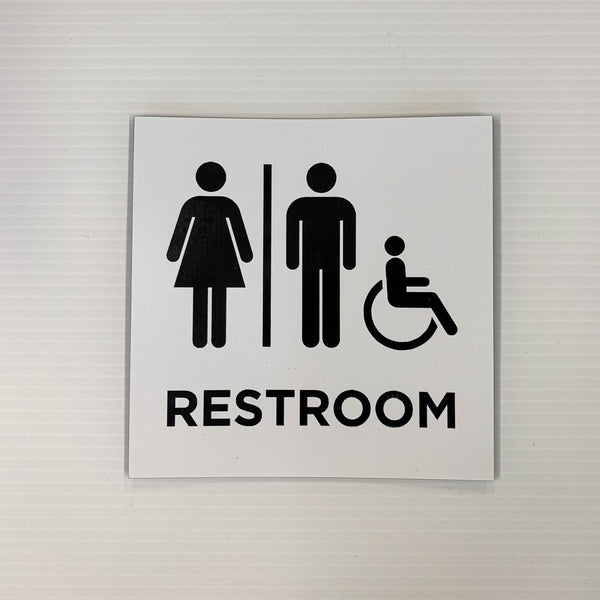 Unisex Restroom Sign Plastic - Vancouver - White