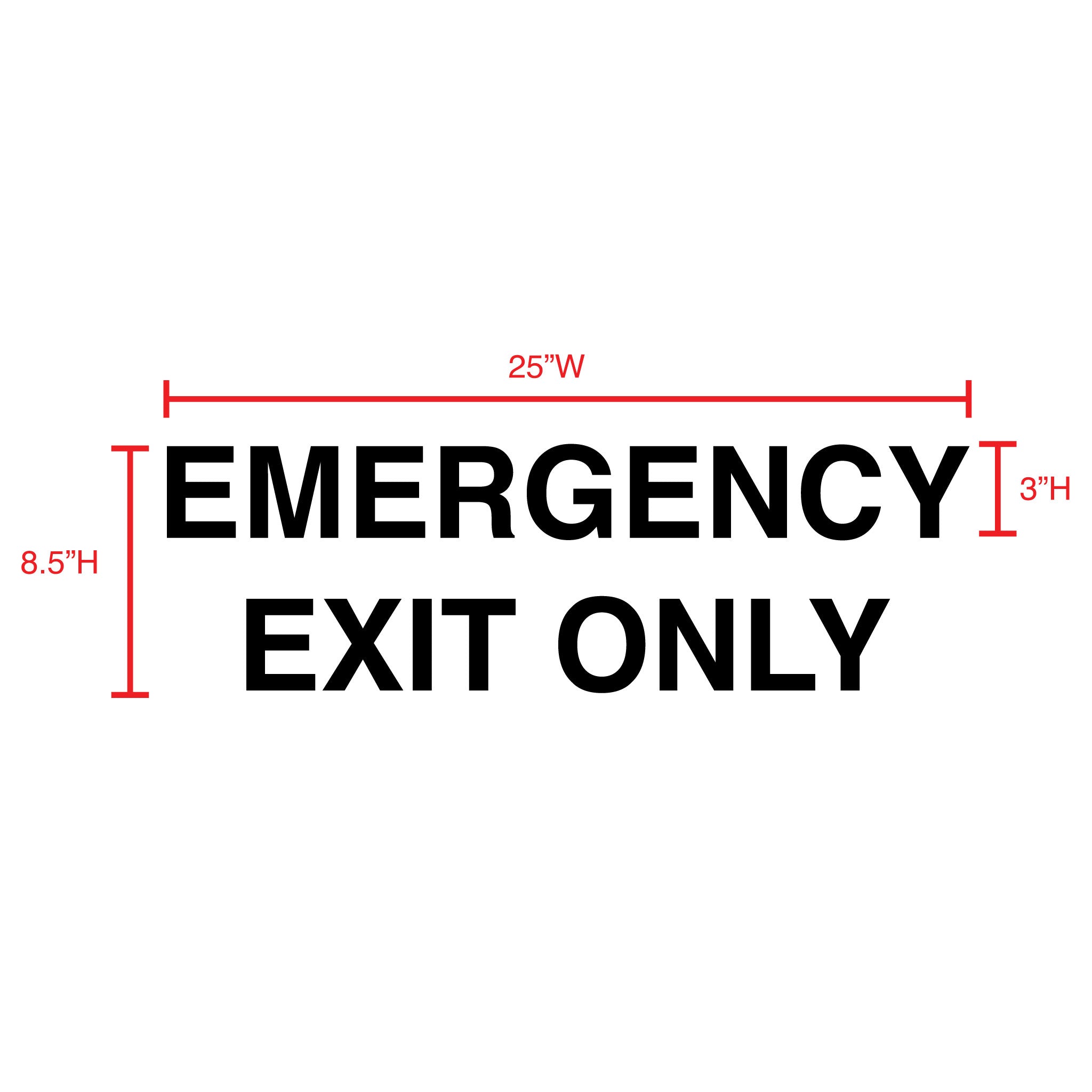 Emergency Exit Vinyl Door Decal 8.5"H x 25"W BC Retail Supplies