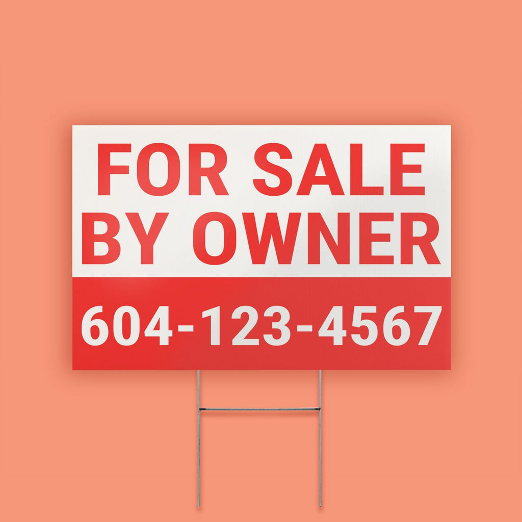 For Sale By Owner Lawn Sign 4mm Coroplast Print - BC Retail Supplies