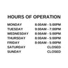 Hours of Operation Decal 11"Wx7.5"H - Surrey Sign Shop