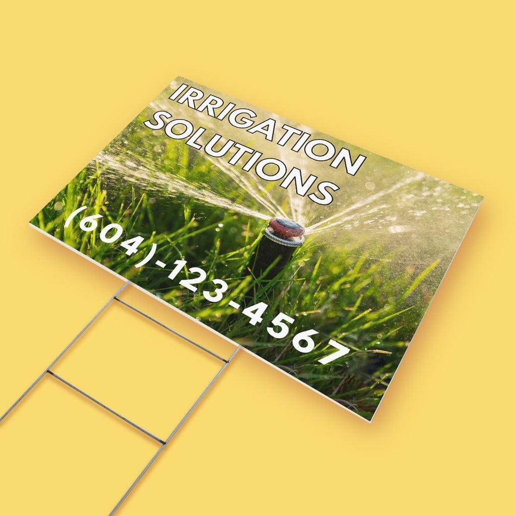 Irrigation Solutions Lawn Sign 4mm Coroplast Print - BC Retail Supplies