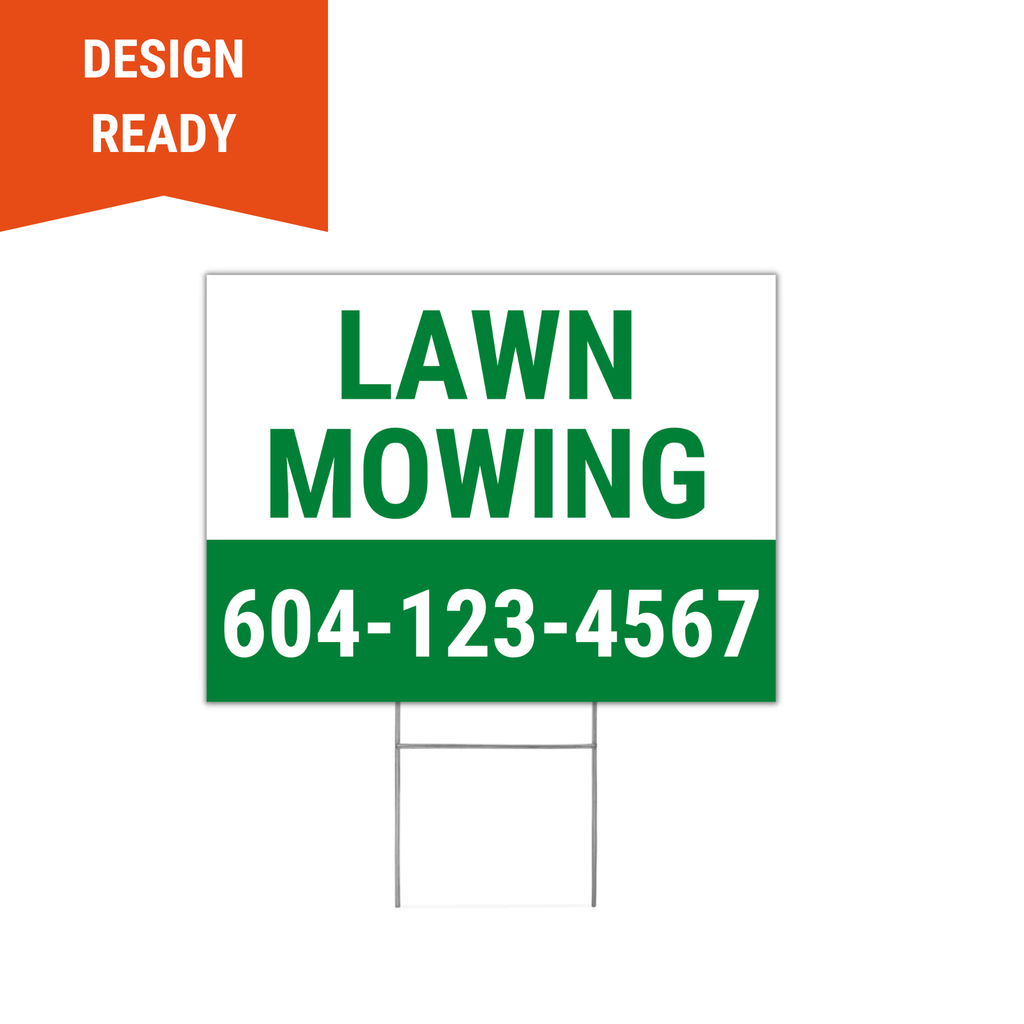 Design ready Lawn Mowing Sign with Wire Stakes