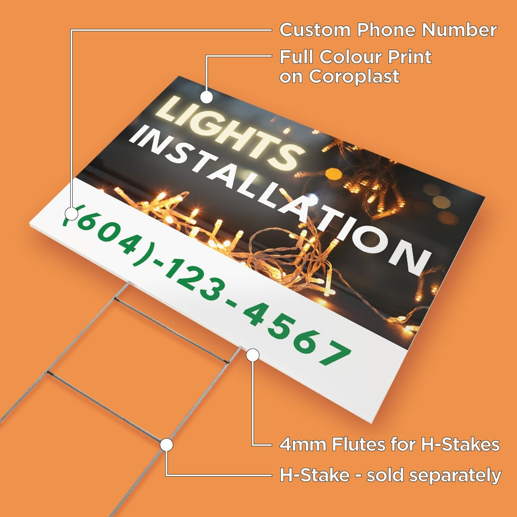 Lights Installation Service Lawn Sign 4mm Coroplast - BC Retail Supplies