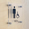 Men Accessible Restroom Sign with Standoffs Clear Acrylic 7.25"Wx6.5"H - BC Retail Supplies