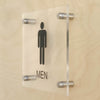 Men Restroom Sign with Standoffs Clear Acrylic 7.25"Wx6.5"H - BC Retail Supplies