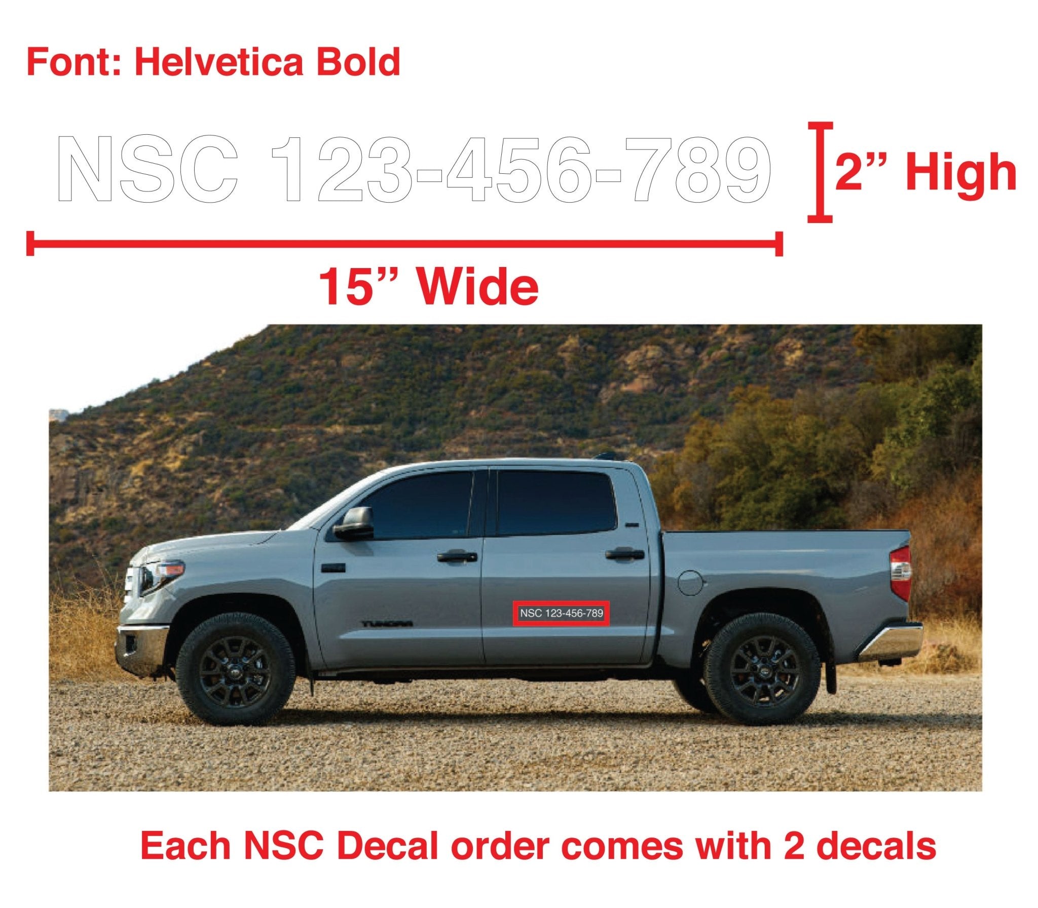 NSC Number Decal National Safety Code (Set of Two) 2 NSC Number Decal National Safety Code (Set of Two) 2
