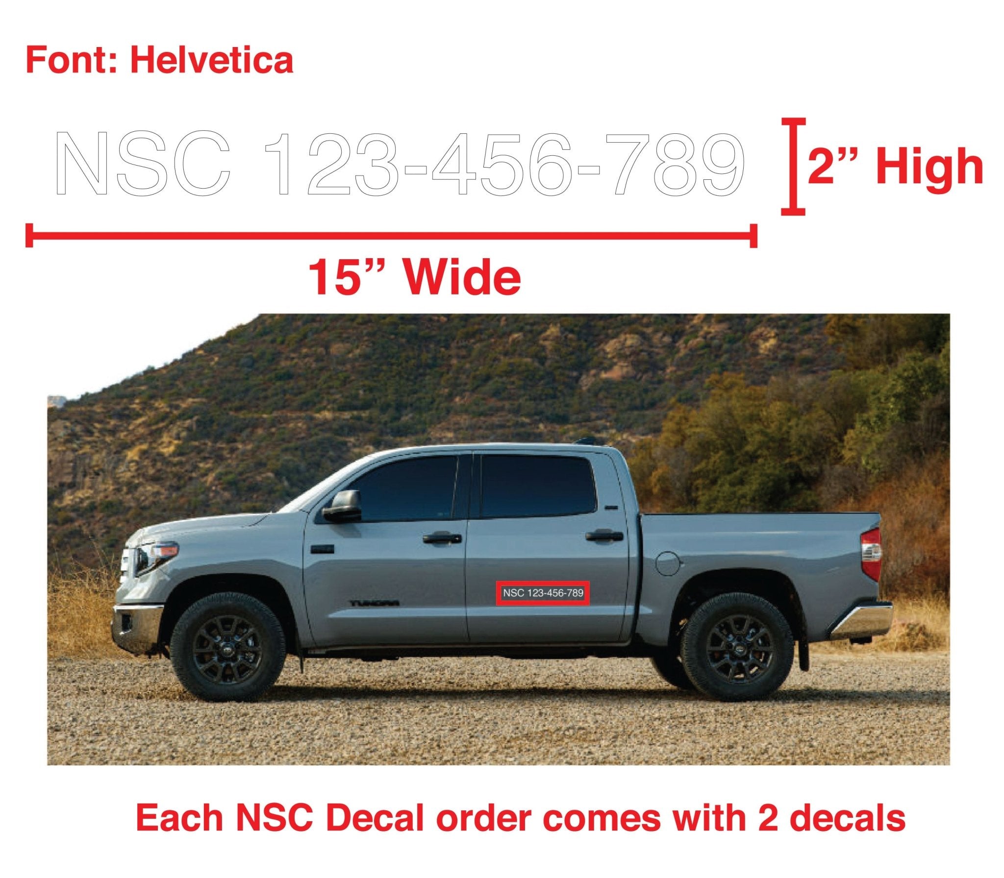 NSC Number Decal - National Safety Code (Set of Two) - 2