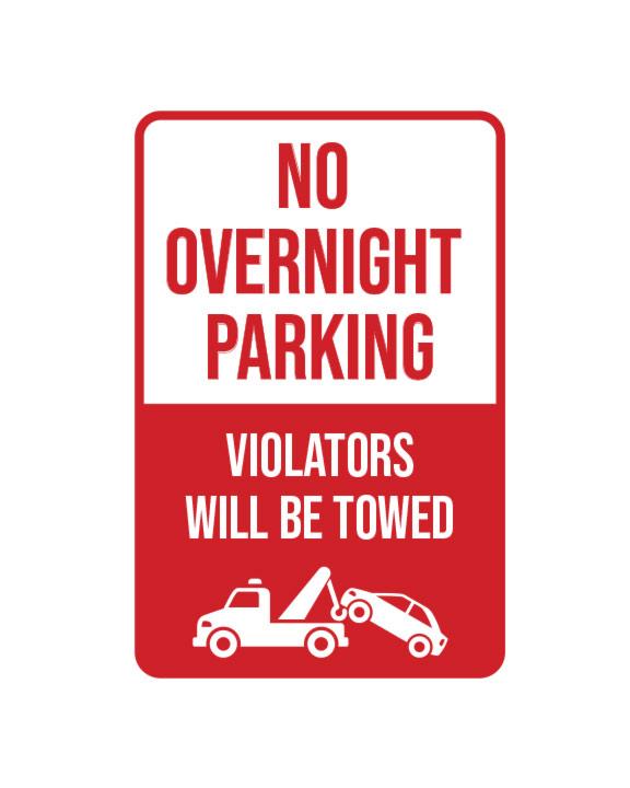 No Overnight Parking Sign Aluminum Composite 12”x18”x 3mm - BC Retail Supplies