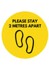Physical Distancing Floor Sticker - PLEASE STAY 2 METRES APART 12" Round - Surrey Sign Shop