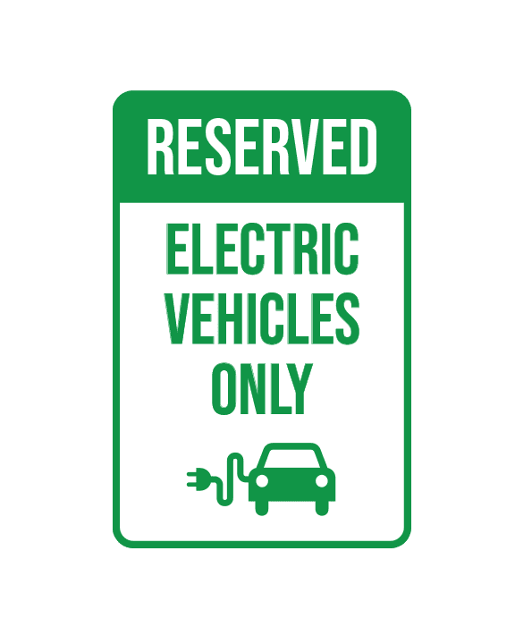 Reserved Electric Vehicle Parking Only Sign Aluminum Composite 12”x18”x 3mm - BC Retail Supplies