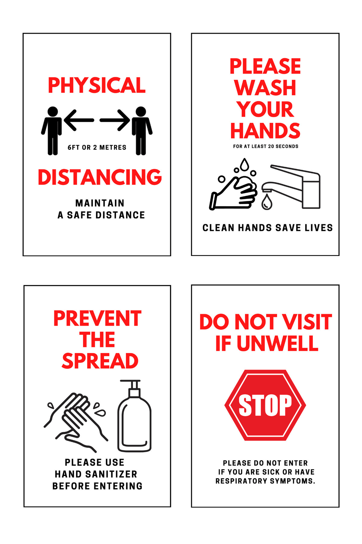 Set of 4 - Health and Safety Signs - 4mm 12