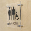 Unisex Accessible Restroom Sign with Standoffs Clear Acrylic 7.25"Wx6.5"H - BC Retail Supplies