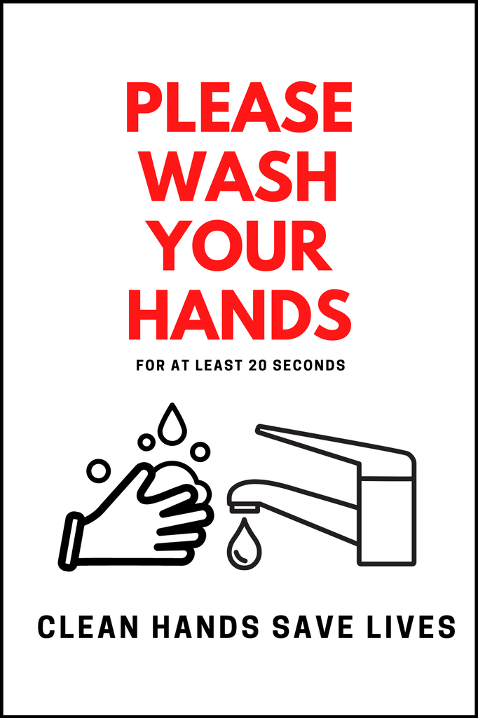 Wash your Hands Sign - 4mm 12"x18" Coroplast - BC Retail Supplies