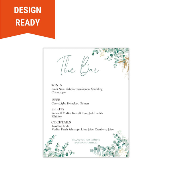 Wedding Bar Sign - Minimalistic Floral - BC Retail Supplies