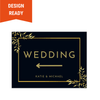 Wedding Directional Sign - Black and Gold - BC Retail Supplies