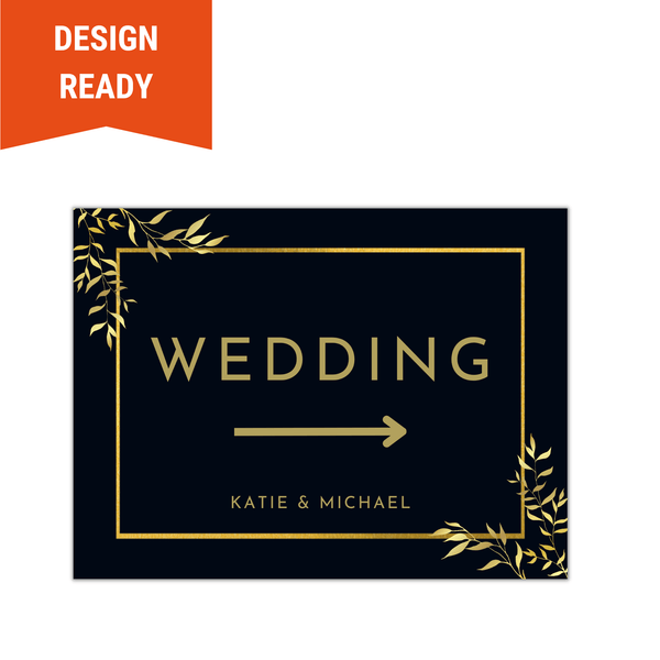 Wedding Directional Sign - Black and Gold - BC Retail Supplies