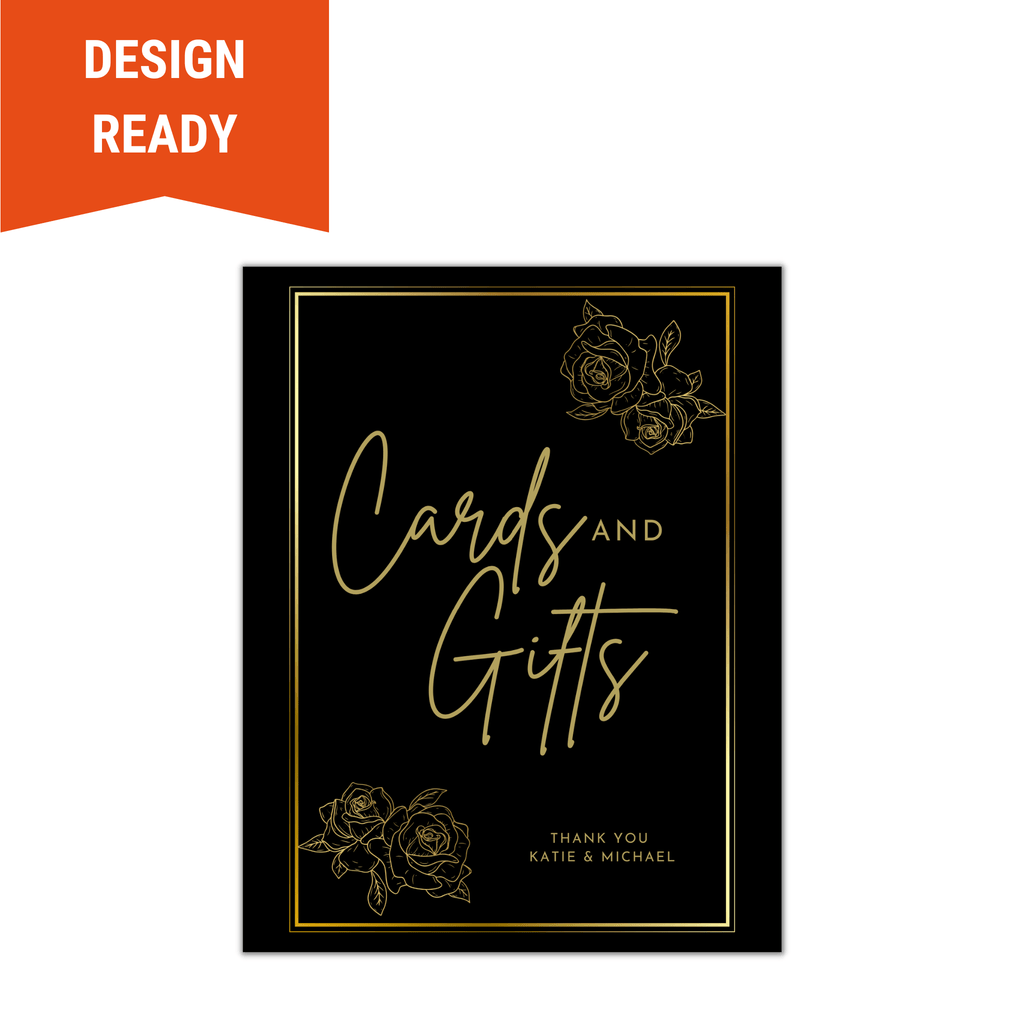 Wedding Gift Table Sign - Black and Gold - BC Retail Supplies