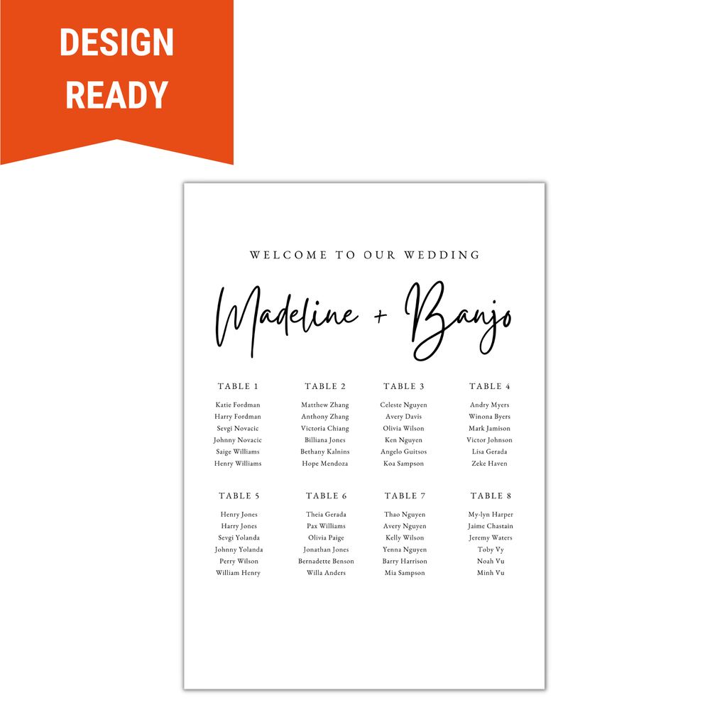 Wedding Seating Chart Sign - Black and White - BC Retail Supplies