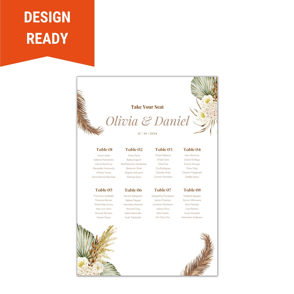 Wedding Seating Chart Sign - Rustic Earth Tones - BC Retail Supplies