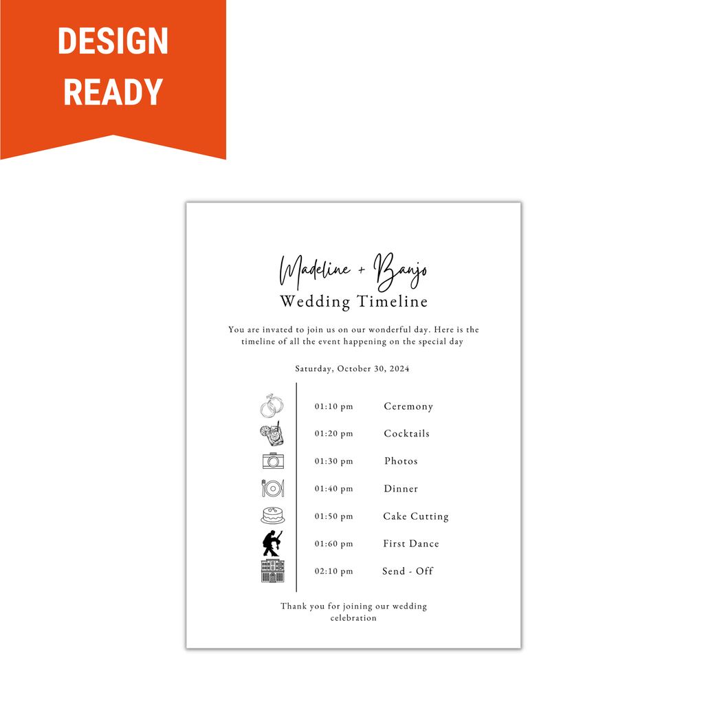 Wedding Timeline Sign - Black and White - BC Retail Supplies