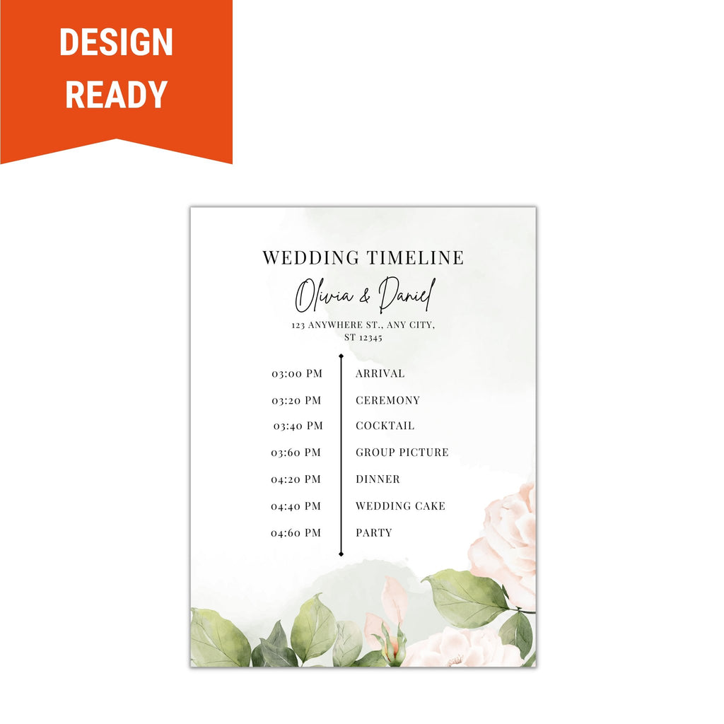 Wedding Timeline Sign - Botanical Floral - BC Retail Supplies
