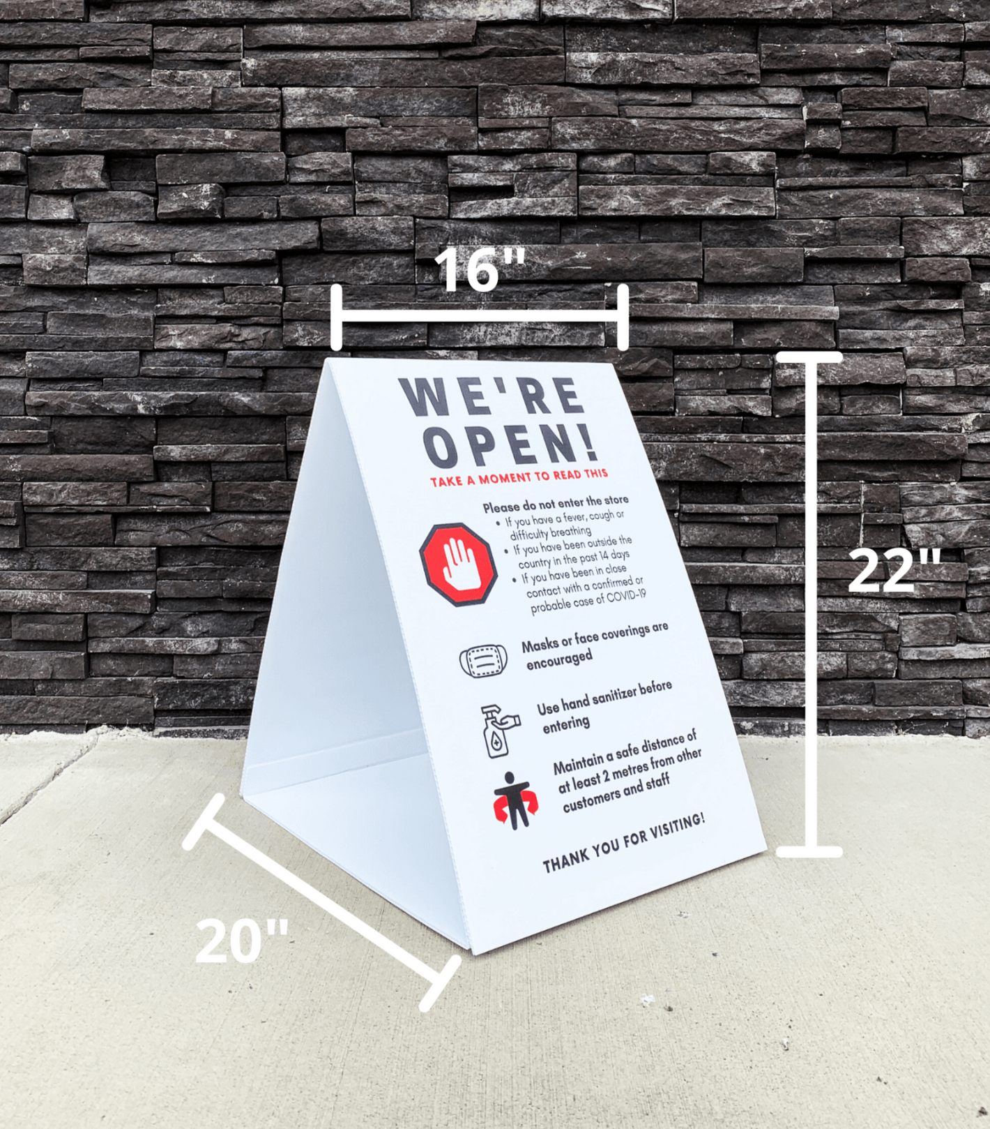 Triangular Pylon We're Open Protocols Pylon Sign - Triangular 4mm Coroplast – BC Retail ...