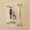 Women Accessible Restroom Sign with Standoffs Clear Acrylic 7.25"Wx6.5"H - BC Retail Supplies